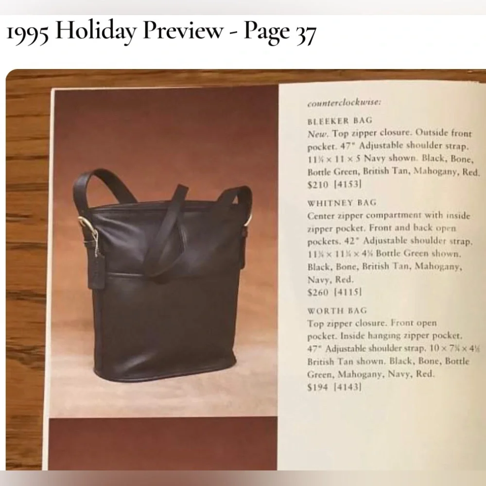 Vintage Coach 4153 Black Leather Bleecker Bucket Bag Crossbody